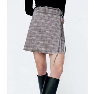 Zara Plaid Wrap Skirt